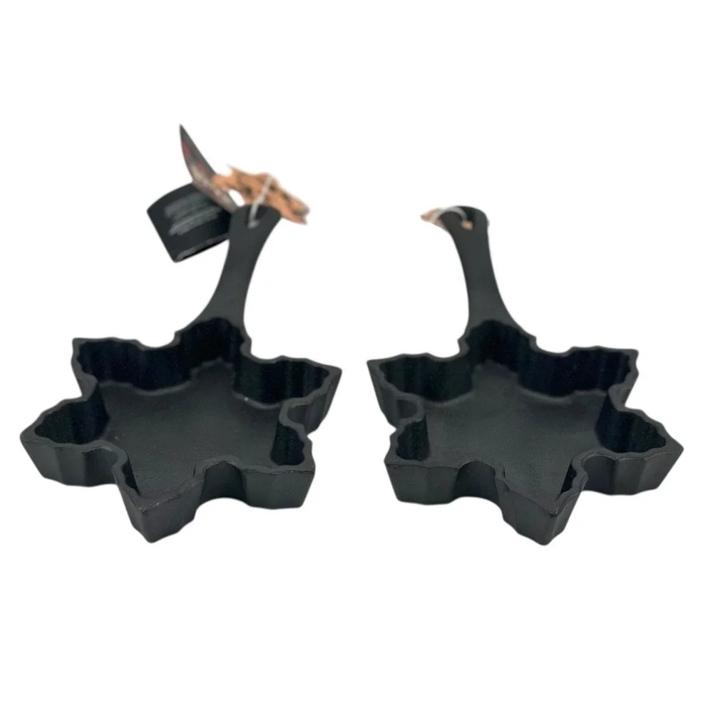 MasterClass Cast Iron Cookie Skillet Leaf Shape Set of 2 Heavy Pan